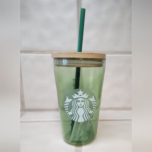 Starbucks Green Matcha Glass With Lid And Straw. Brand New